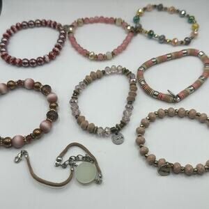 Mixed Lot 8 Bracelets Erimish Beaded Unbranded Fashion Costume Jewelry Bundle